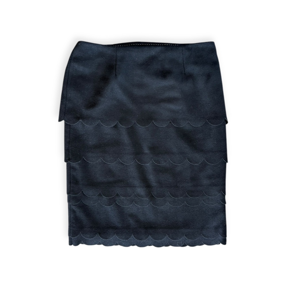 Maeve Anthropologie mini Skirt Sz 8 medium black scalloped detail
